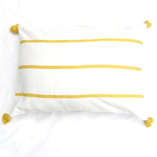 Moko mas tyynynpäällinen tupsut keltainen 50x70