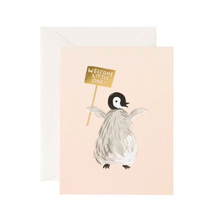 Vauva-aiheinen pingviinikortti