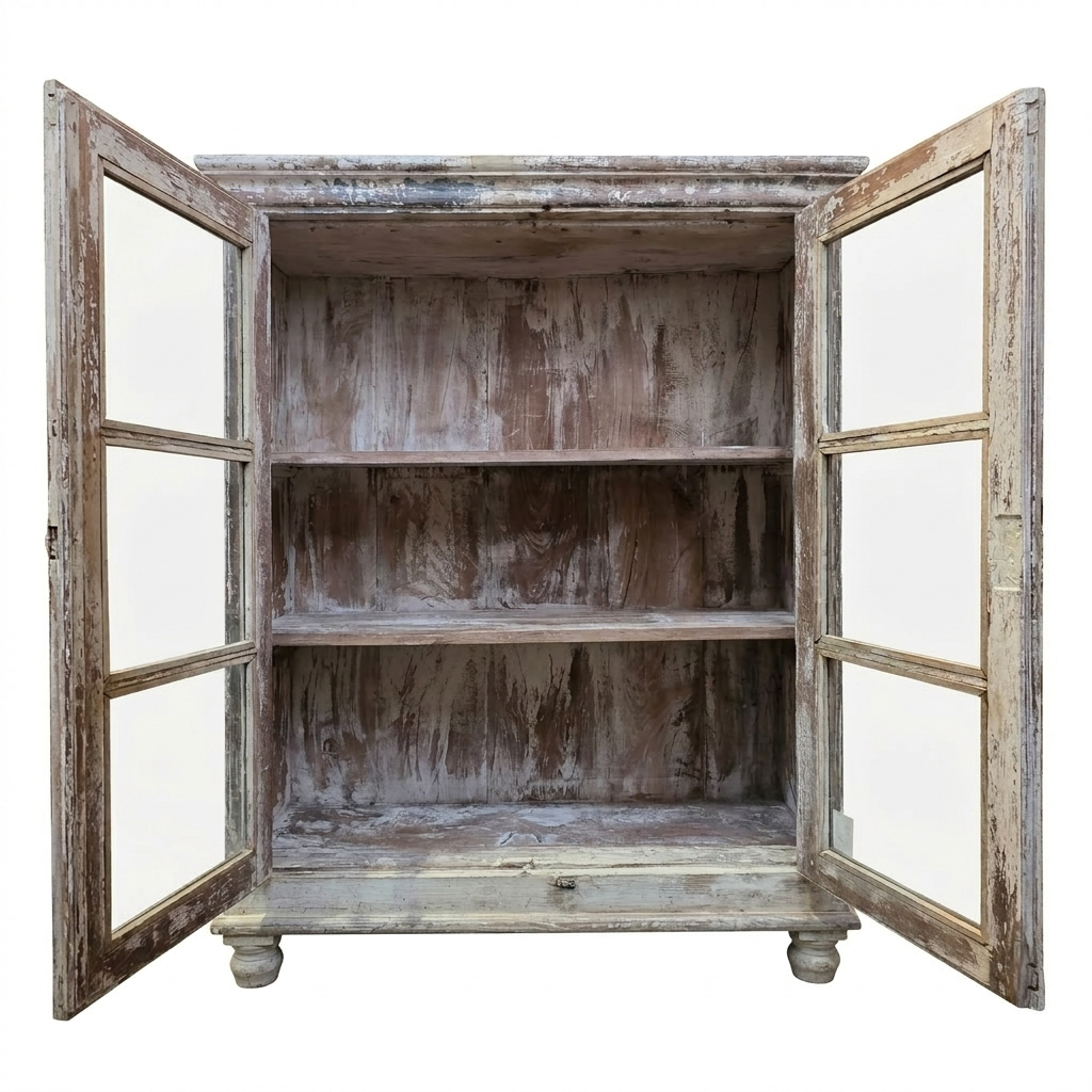 kellansävyinen kaappi ovet auki