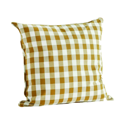 Ruudullinen sisustustyyny Mustard 50x50