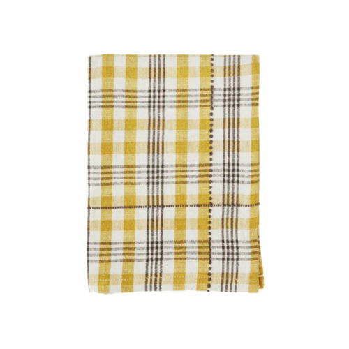 Ruudullinen keittiöpyyhe Yellow Charcoal